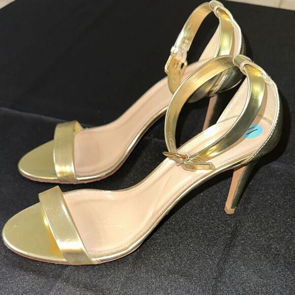 J. CREW Elegant Gold Women's Heels w/ Ankle Strap Size 11 - Picture 1 of 9
